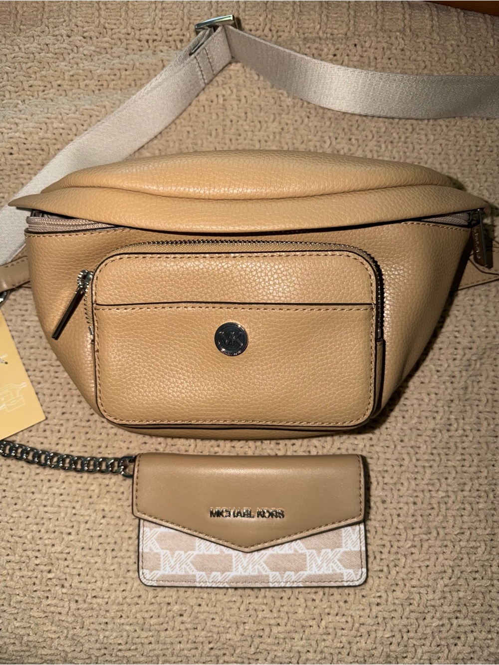 Michael Kors Beige/Tan Pebbled Leather cross body Bag